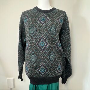 Tricots St Raphael Vintage 80-90s 100% Wool Retro Diamond Sweater 🧵🦚